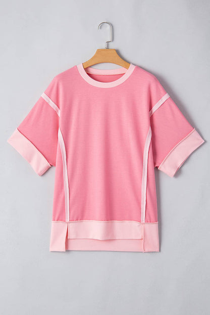 LDC Spring Half Sleeve Raw Seam High Side Split Top|S-4X