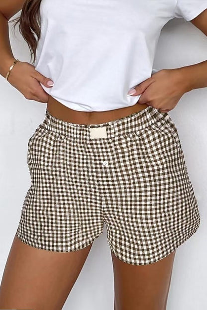 Gingham Check Boxer Plaid Shorts Black/White