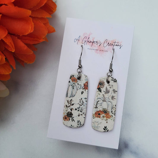 White Pumpkins Mini Bar Leather Earrings