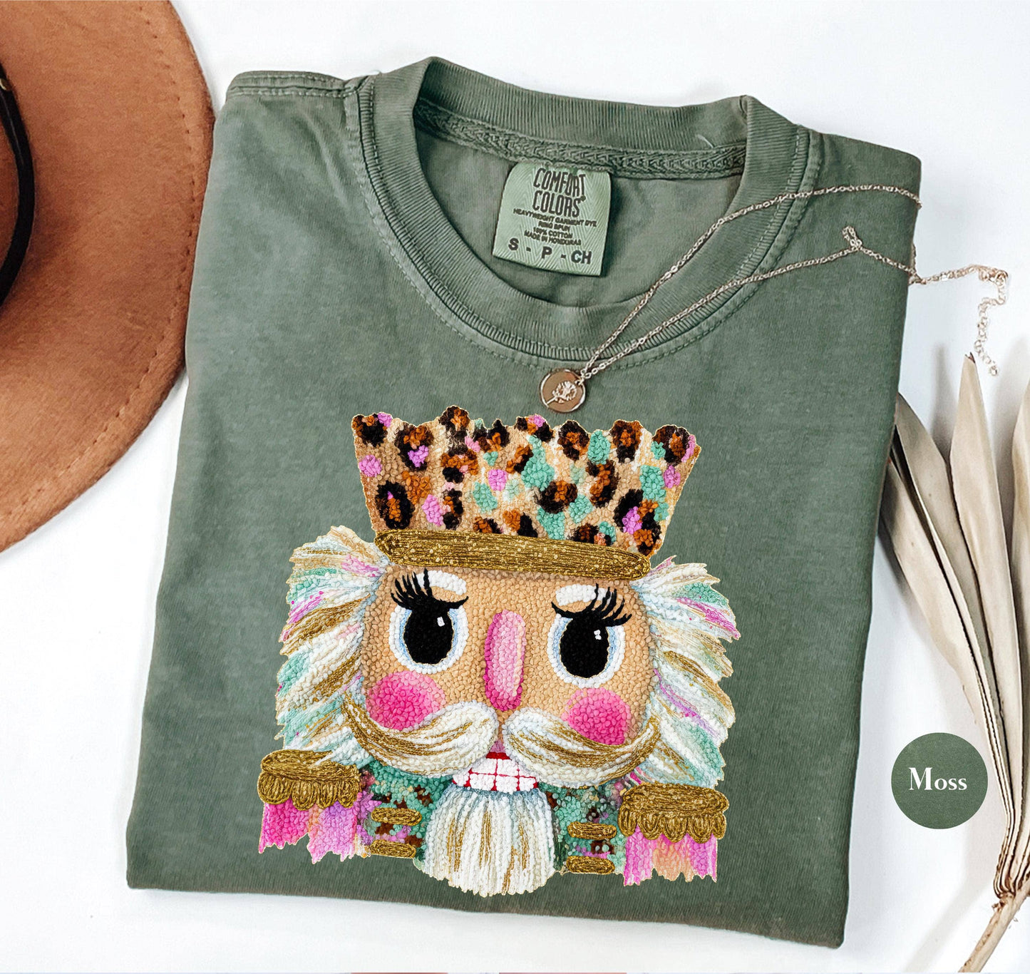 Faux Yarn Crochet Leopard Nutcracker Shirt, Xmas Sweater