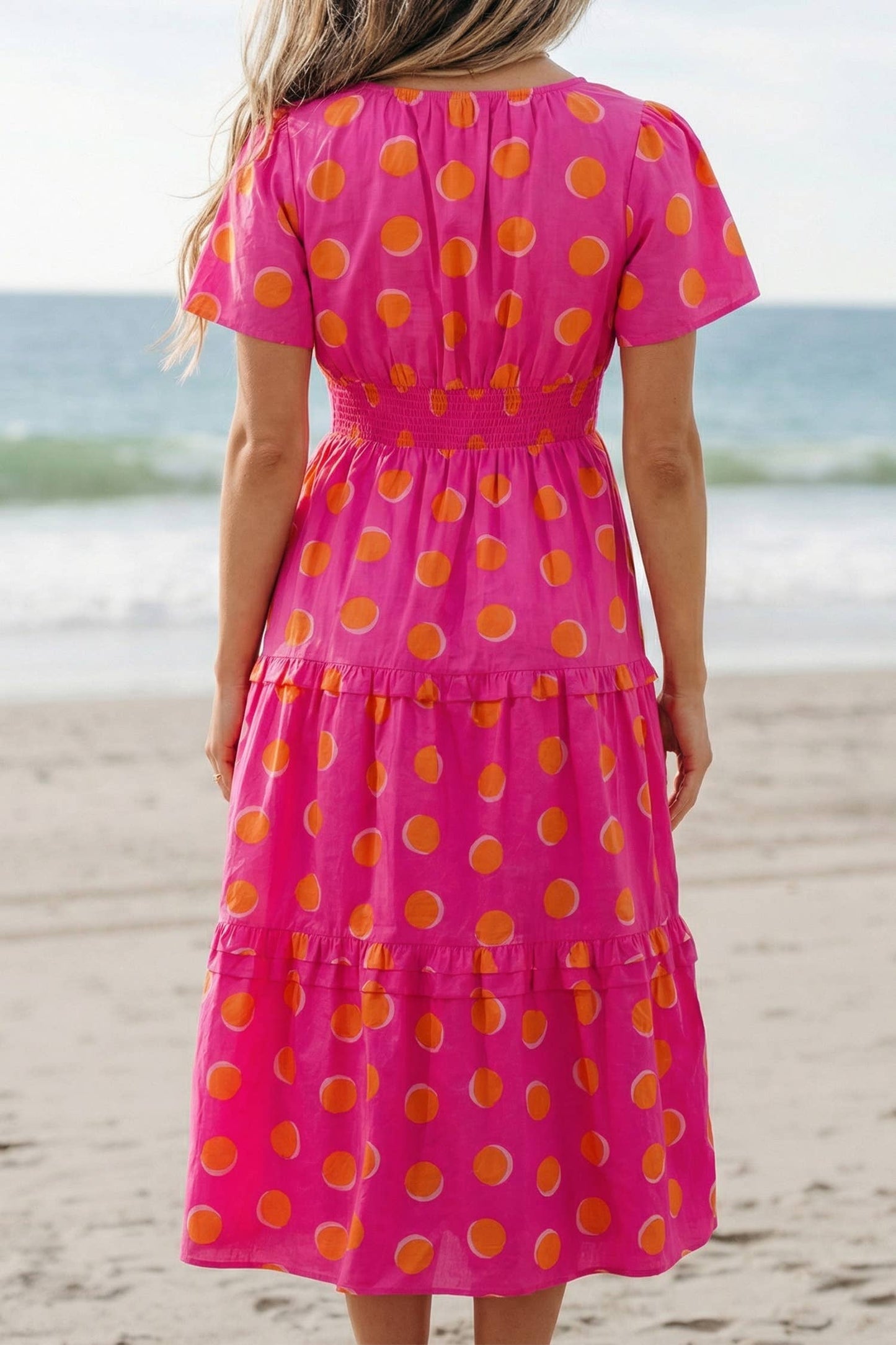 LDC Polka Dot Shift Shift Shirred Dress