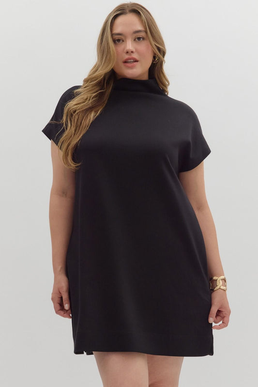 "Sloane" Black Plus Mini Dress