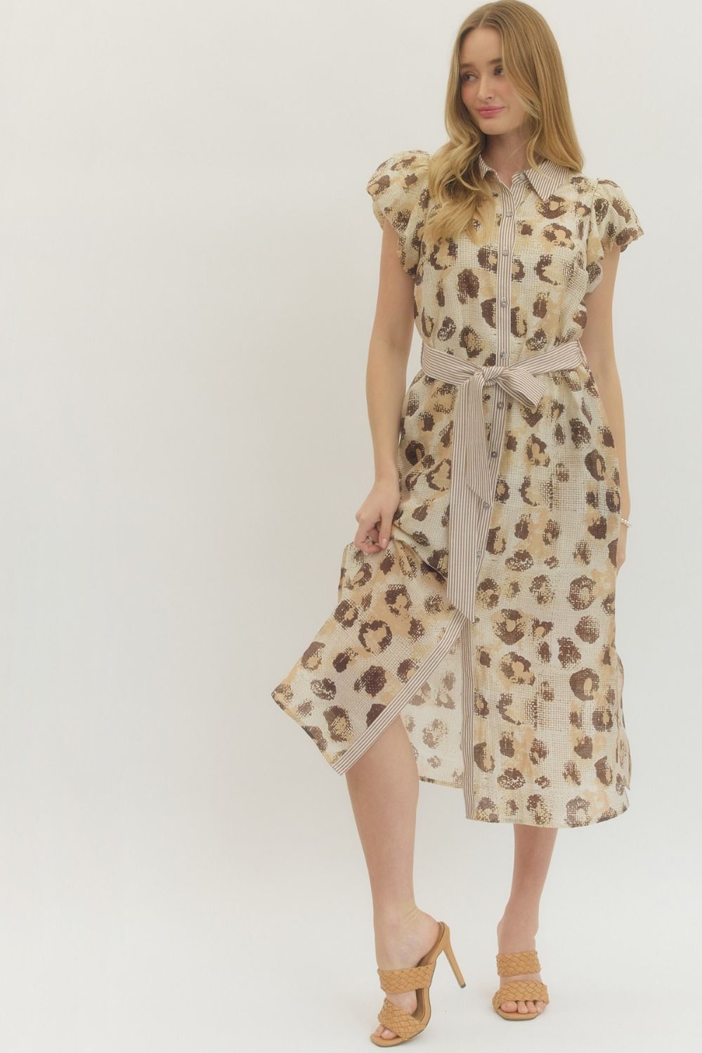 "The Lesley" Sand Leopard Dress