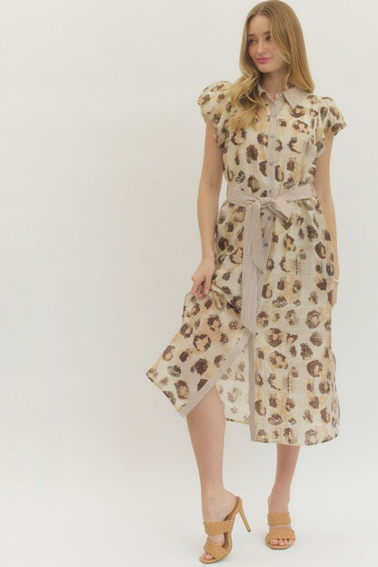 "The Lesley" Sand Leopard Dress