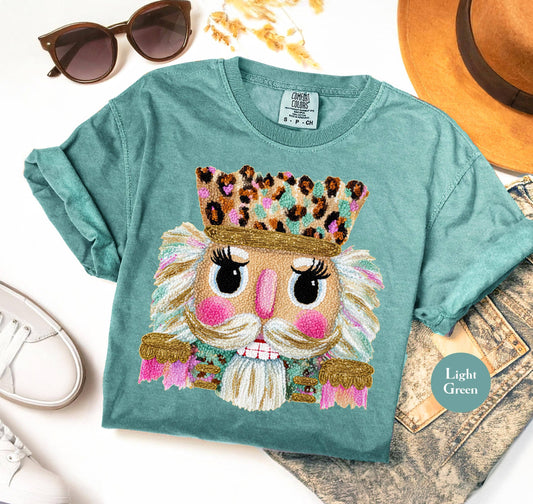 Faux Yarn Crochet Leopard Nutcracker Shirt, Xmas Sweater